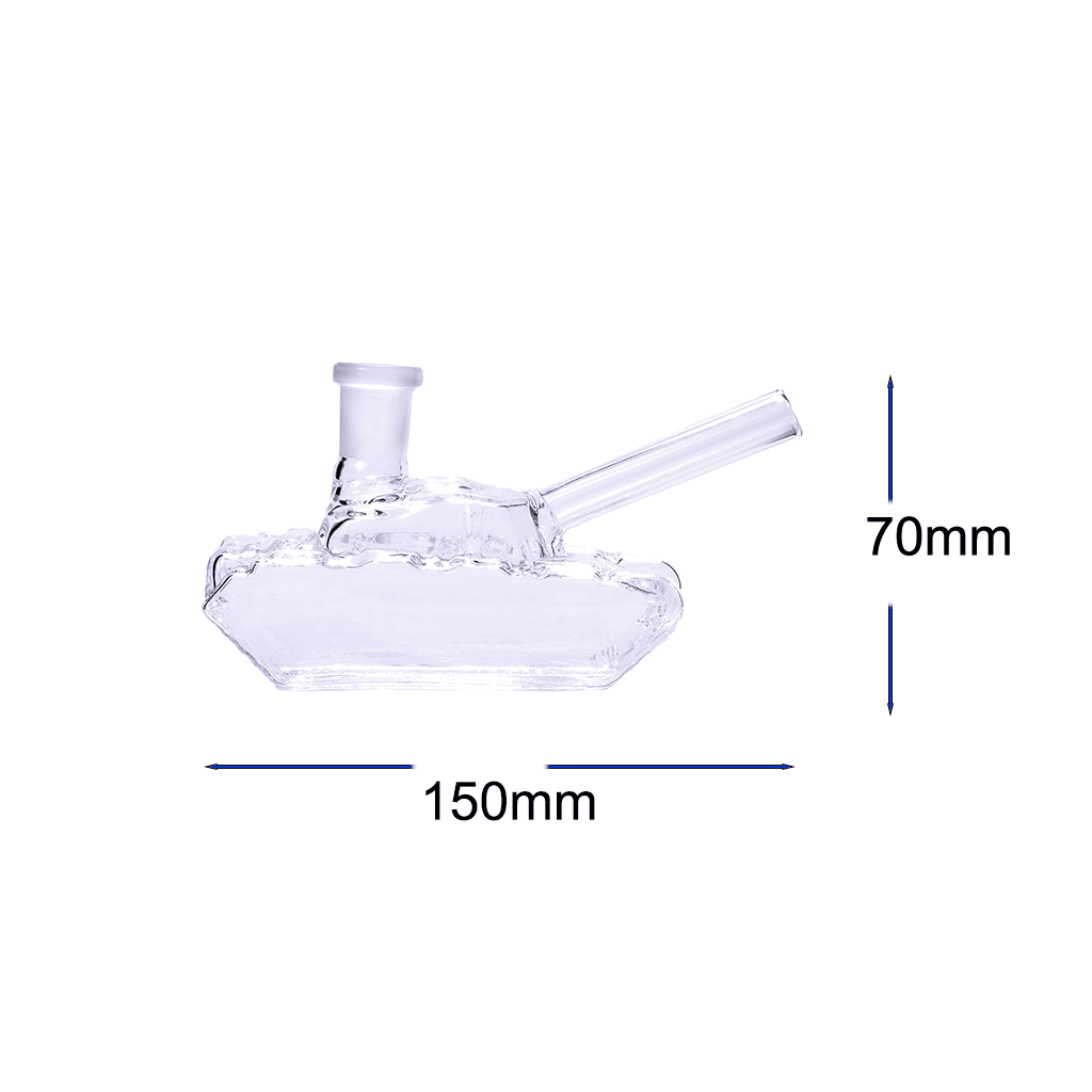14mm 6 inch Tank Shape Water Pipe Glass Bubbler Oil Burner Flower Bowl Kit - Image 2