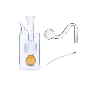 3.5 inch 10mm Block Shape Ball Perc Oil Burner Glass Water Pipe