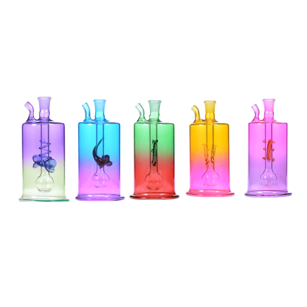 10mm Female Colored 4.5inch Bottle Shape Flower Ball Perc Oil Burner Glass Water Pipe