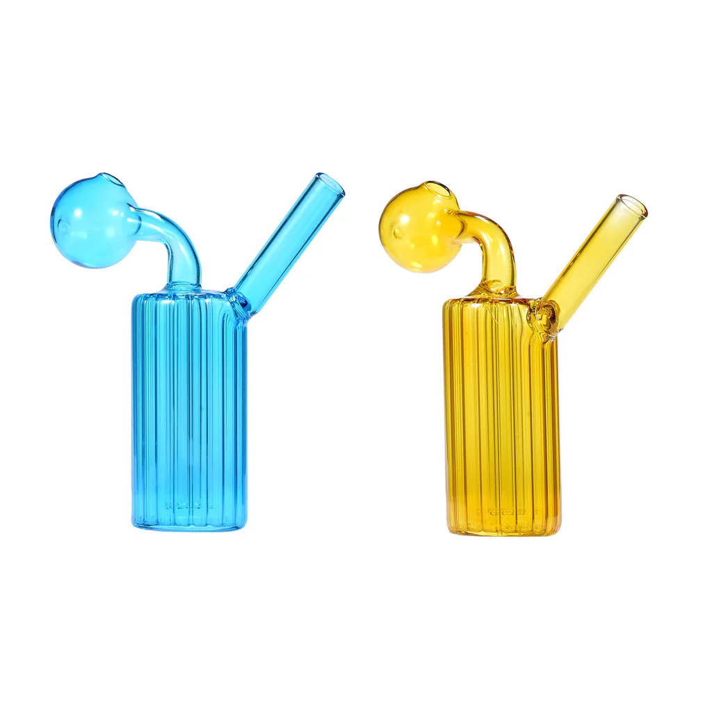 4.5inch Colored Inside Ridges Striped Glass Bubbler Oil burner Water Pipe