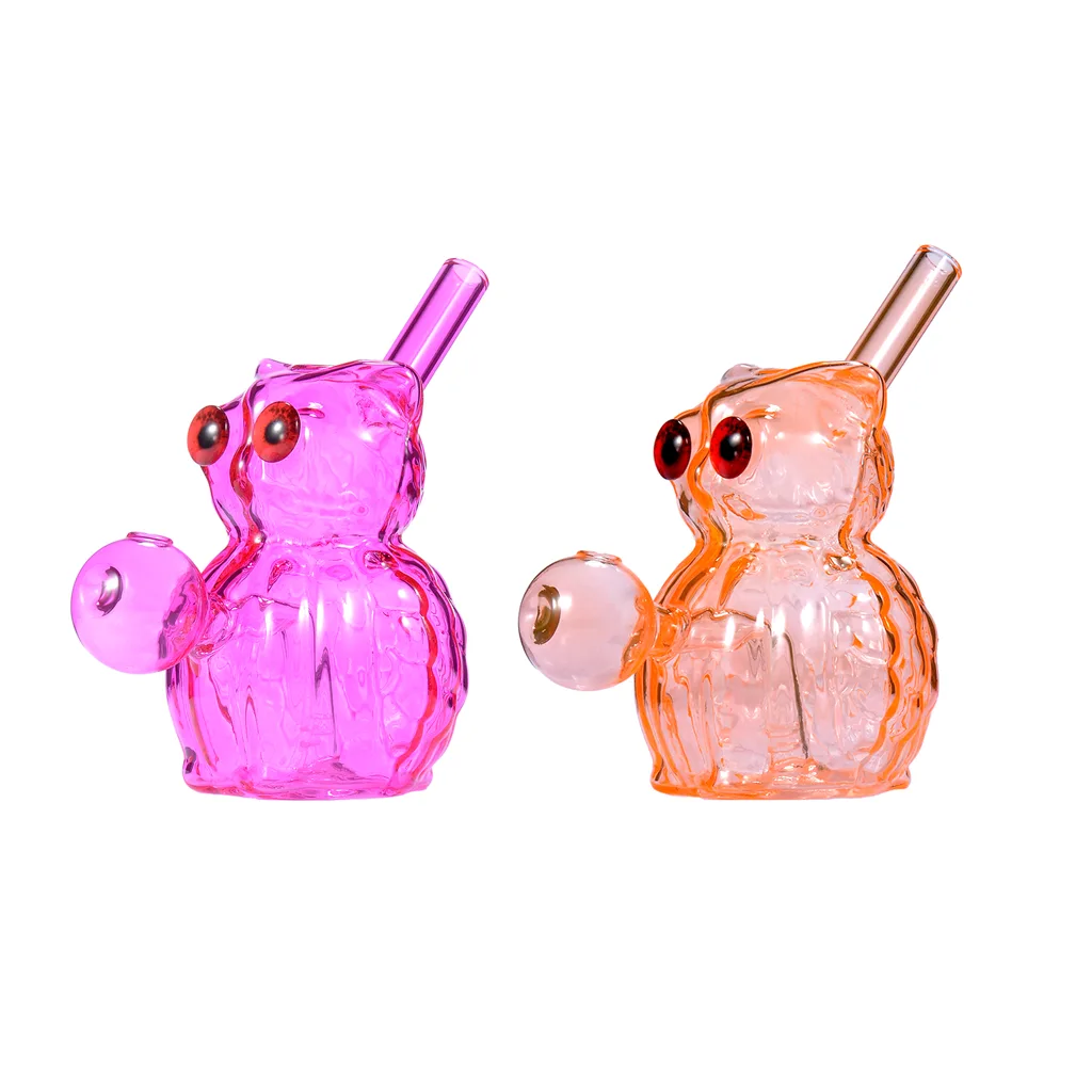 Colored Owl Shaped Glass Oil Burner Water Pipe Bong