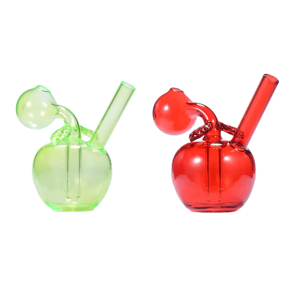 Cute Apple Shaped Glass Bubbler Oil Burner Water Pipe